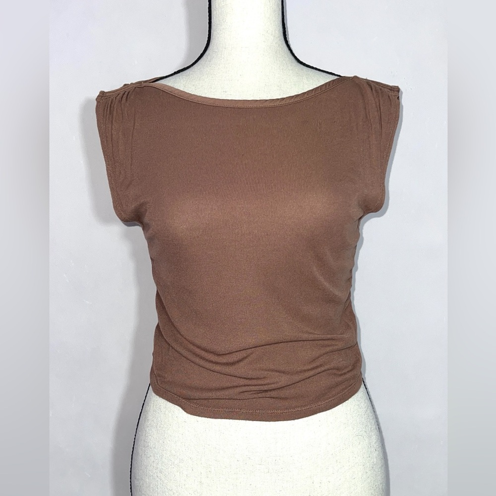 Intimately Free People Ribbed Ruched Soft Tee XS - Picture 2 of 10